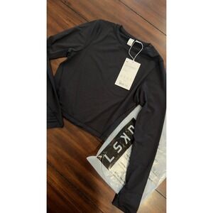 LSKD All Day Long Sleeve Tee Black Training Top WALS02466 Womens Small NEW, NWT